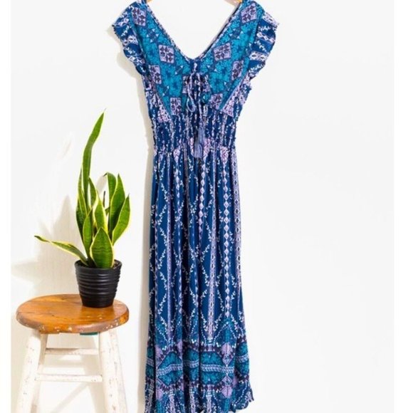 Penna&Pine Dresses & Skirts - Blue Floral Smocked Boho Maxi Dress